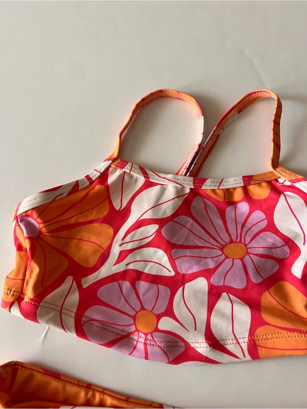 Kids Floral Two-Piece Bikini - Pink & Orange